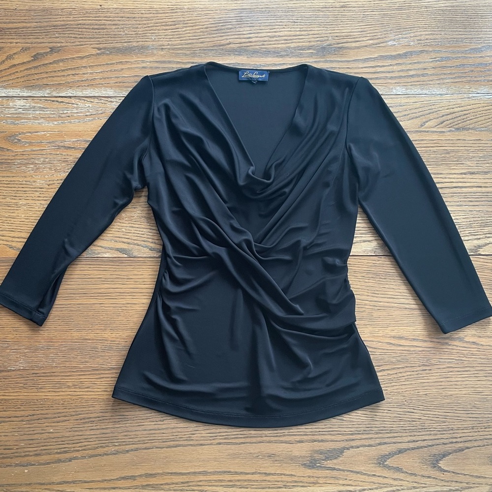 Luisa Spagnoli Black Cowl Neck Gothic Blouse